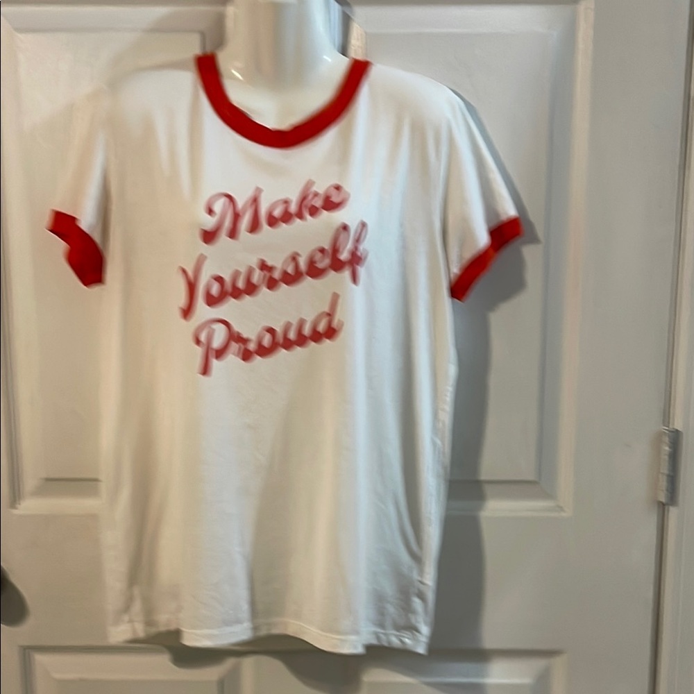 LuLaRoe White Tee with Red Trim